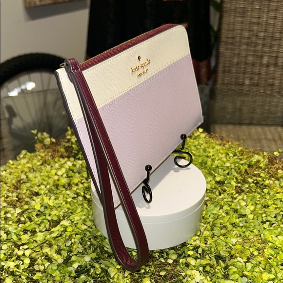 Kate Spade Bicolor Lavender & White Wristlet 8”x 4.5” New - Picture 4 of 5